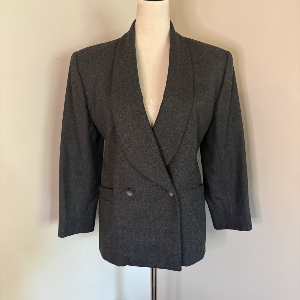 Rare VTG 70s Diane von Furstenberg Vogue Patterns Sz M Gray Wool Blazer Jacket